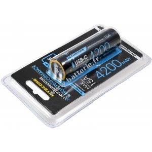 Nitecore Batterie Li-Ion type 21700 NL2142LTHPR 4200mAh, avec USB, rsistant aux basses tempratures