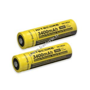 2x Nitecore Batterie Li-Ion 18650 3400mAh NL1834 protge