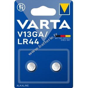 Varta Pile bouton LR44 AG13 V13GA A76 Blister de 2 pices