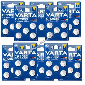 50x VARTA CR2032 DL2032 ECR2032 Piles bouton au lithium - 10x 5 blisters pour montres, cls de voiture et autres