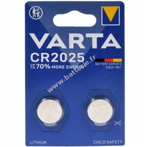 Varta Pile bouton au lithium CR2025 DL2025 blister de 2 pices