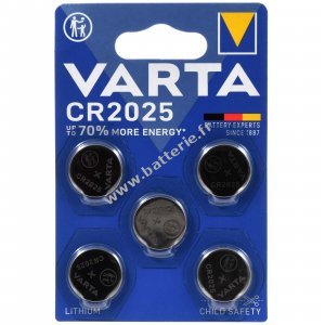 Varta Pile bouton lithium CR2025 DL2025 Blister de 5 pices