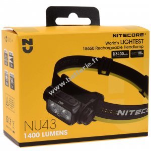 Nitecore NU43 LED Lampe frontale, Headlamp, USB-C, max. 1400 lumens