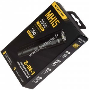 Nitecore MH15 lampe de poche, lampe avec fonction powerbank, 2000 lumens