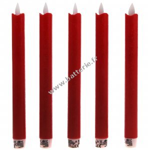 Lot de 5 bougies bton rouges en cire vritable LED, tlcommande incluse