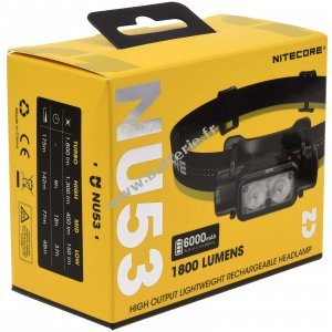 Nitecore NU53 LED Lampe frontale, Headlamp, USB-C, max. 1800 lumens