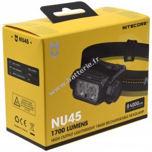 Nitecore NU45 LED Lampe frontale, Headlamp, USB-C, max. 1700 lumens