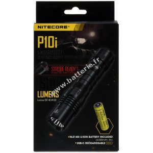 Nitecore P10I lampe de poche tactique  LED, jusqu' 1800 lumens, cble de recharge USB-C inclus