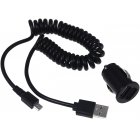 Adaptateur de chargement pour voiture 12-24V 2 x USB incl. cble USB spiral avec micro USB